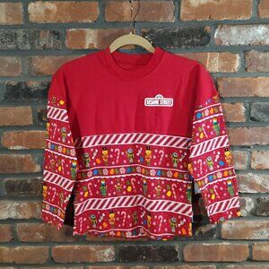 NWT Spirit Jersey Sesame Street Merry & Bright L/S T-shirt Christmas Youth M
